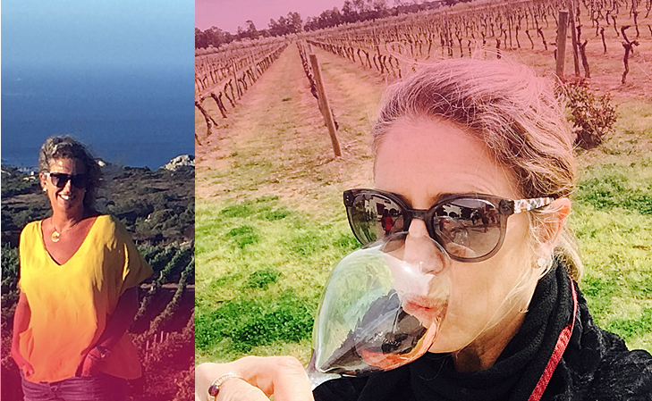 Nina Snow drinking wine whilst scouting Italian Wines from Italian Vineyards