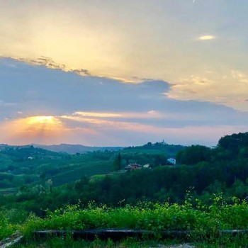 Sunset over the vineyards at Spolert