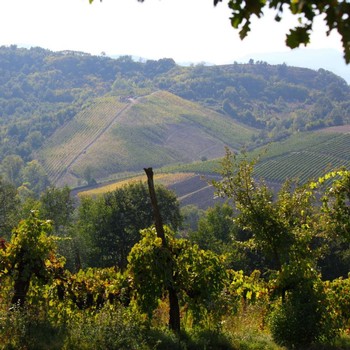 A view from Colli di Castelfranci across the adjacent valley in Campania, Italy